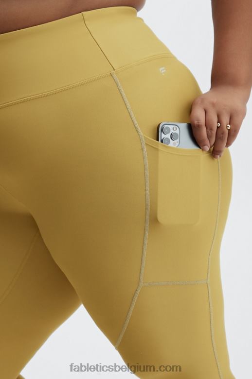 warm olijf/reflecterend zilver vrouwen therma-flex hw reflecterende zaklegging Fabletics LH20J1192