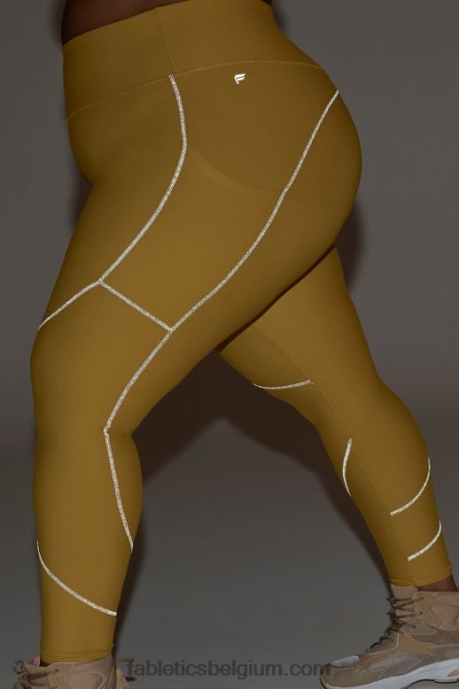 warm olijf/reflecterend zilver vrouwen therma-flex hw reflecterende zaklegging Fabletics LH20J1192