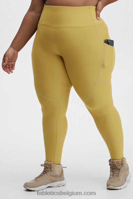 warm olijf/reflecterend zilver vrouwen therma-flex hw reflecterende zaklegging Fabletics LH20J1192
