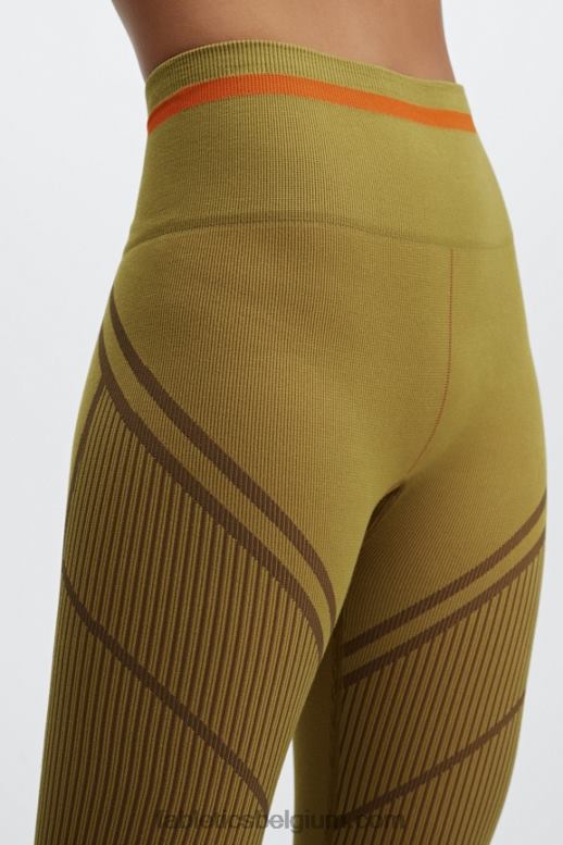 warm olijfgroen/multi vrouwen naadloze legging van jacquard met hoge taille Fabletics LH20J1210