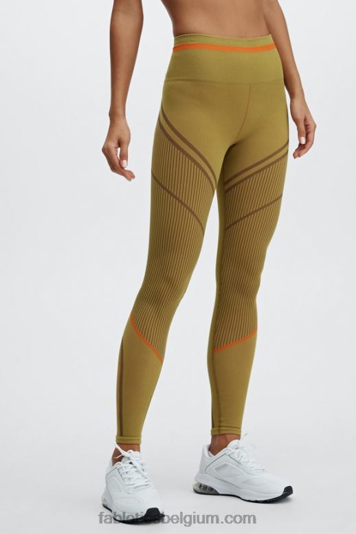 warm olijfgroen/multi vrouwen naadloze legging van jacquard met hoge taille Fabletics LH20J1210