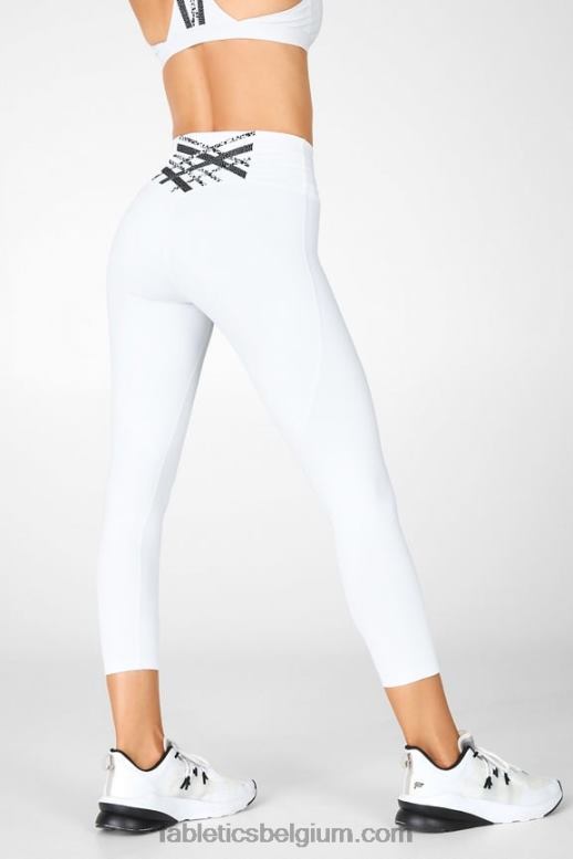 wit/microstip vrouwen boost ii capri met hoge taille en bandjes Fabletics LH20J1318