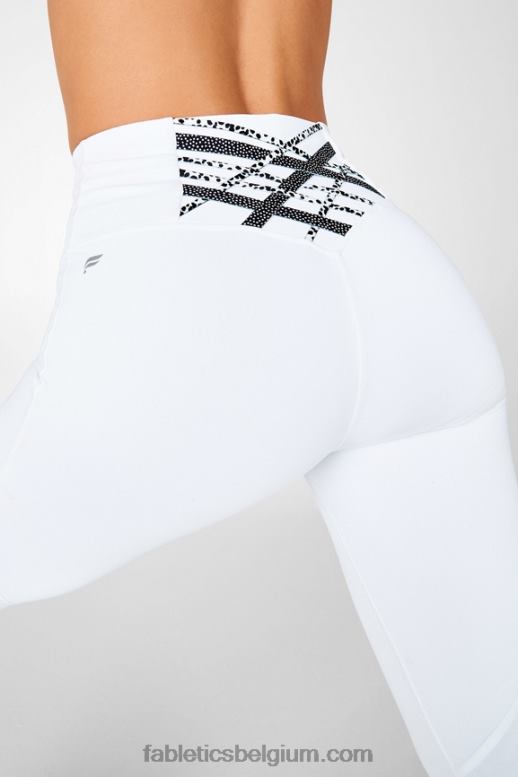 wit/microstip vrouwen boost ii capri met hoge taille en bandjes Fabletics LH20J1318