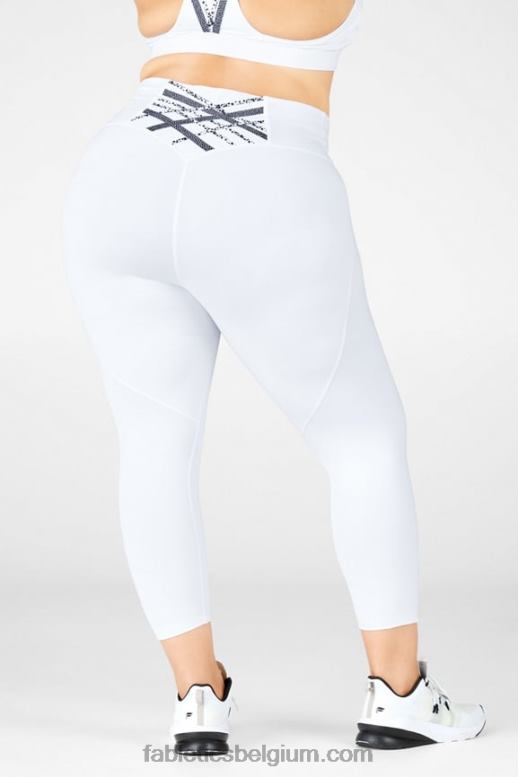 wit/microstip vrouwen boost ii capri met hoge taille en bandjes Fabletics LH20J1319