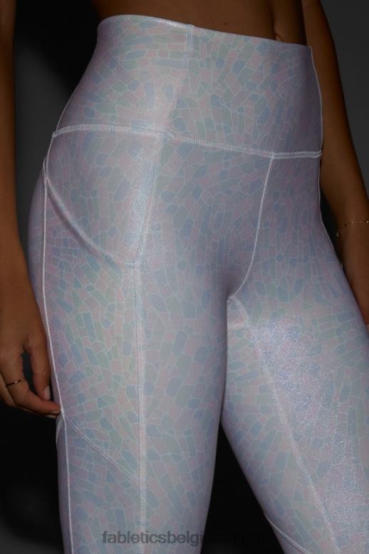 witte kristallijne glans vrouwen oasis pureluxe 7/8 legging met hoge taille 82 Fabletics LH20J1152