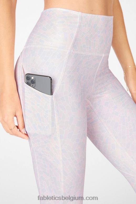 witte kristallijne glans vrouwen oasis pureluxe 7/8 legging met hoge taille 82 Fabletics LH20J1152