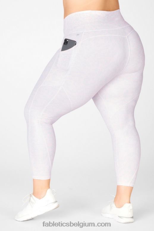 witte kristallijne glans vrouwen oasis pureluxe 7/8 legging met hoge taille 82 Fabletics LH20J1153