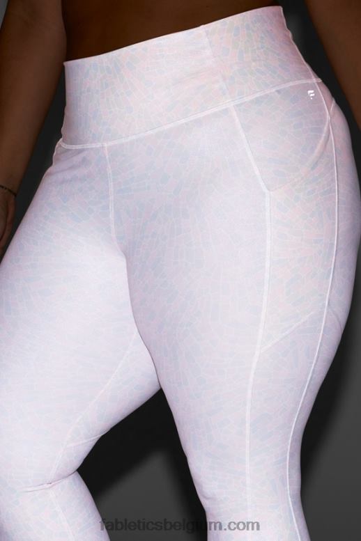 witte kristallijne glans vrouwen oasis pureluxe 7/8 legging met hoge taille 82 Fabletics LH20J1153