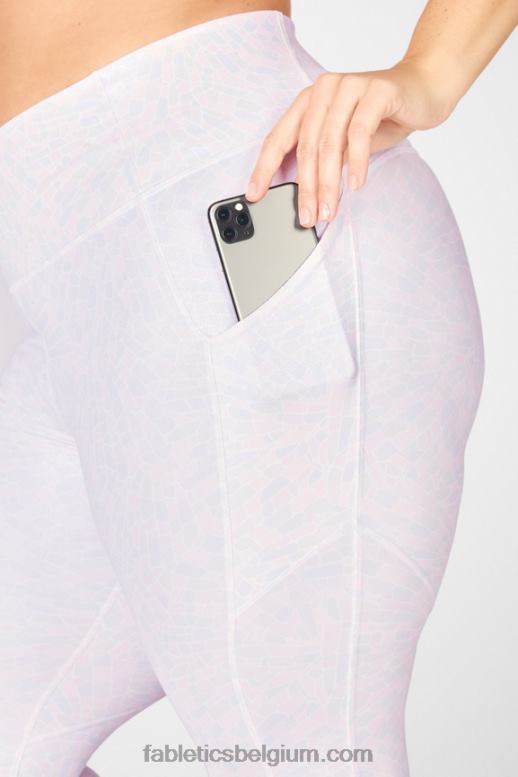 witte kristallijne glans vrouwen oasis pureluxe 7/8 legging met hoge taille 82 Fabletics LH20J1153