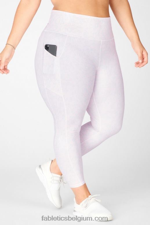 witte kristallijne glans vrouwen oasis pureluxe 7/8 legging met hoge taille 82 Fabletics LH20J1153