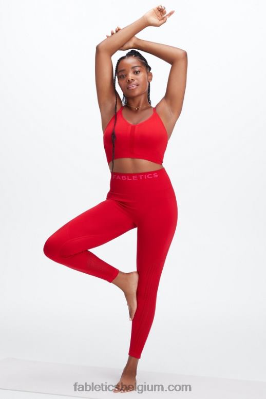 zoete kers/pluche roze vrouwen sync naadloze 7/8 legging met hoge taille Fabletics LH20J1005