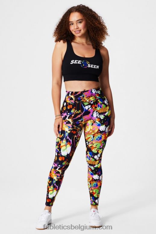 zwart caleidoscopisch vrouwen overal motion365+ legging met hoge taille Fabletics LH20J937
