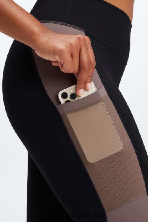 zwart/gerookt vrouwen powerhold legging met hoge taille voor onderweg 40 Fabletics LH20J745