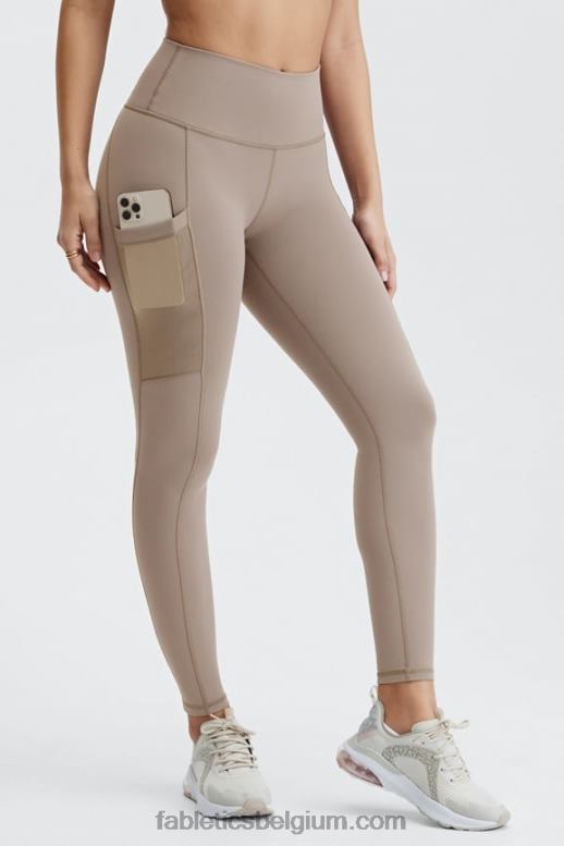 zwart/grasgroen vrouwen powerhold legging met hoge taille voor onderweg 42 Fabletics LH20J754