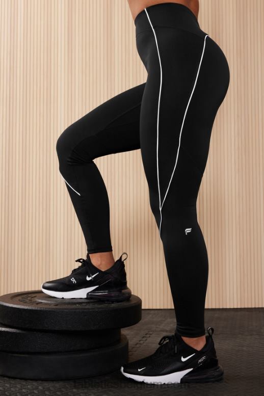 zwart/klassiek wit vrouwen motion365+ legging met hoge taille en paspels Fabletics LH20J997