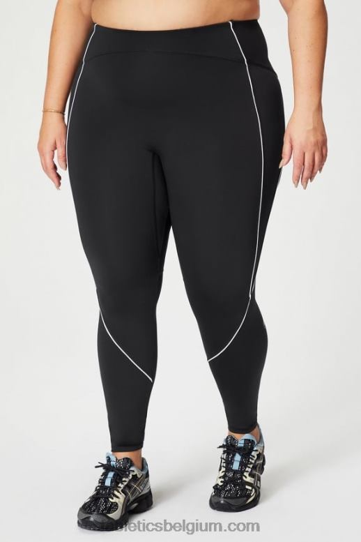 zwart/klassiek wit vrouwen motion365+ legging met hoge taille en paspels Fabletics LH20J998