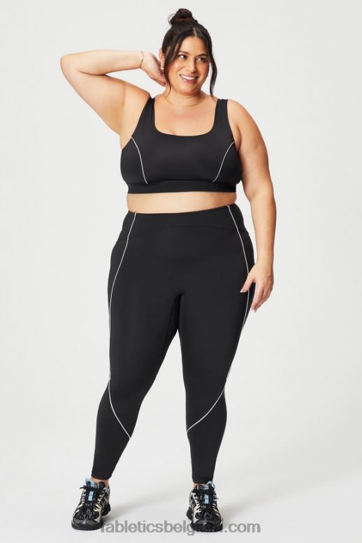 zwart/klassiek wit vrouwen motion365+ legging met hoge taille en paspels Fabletics LH20J998