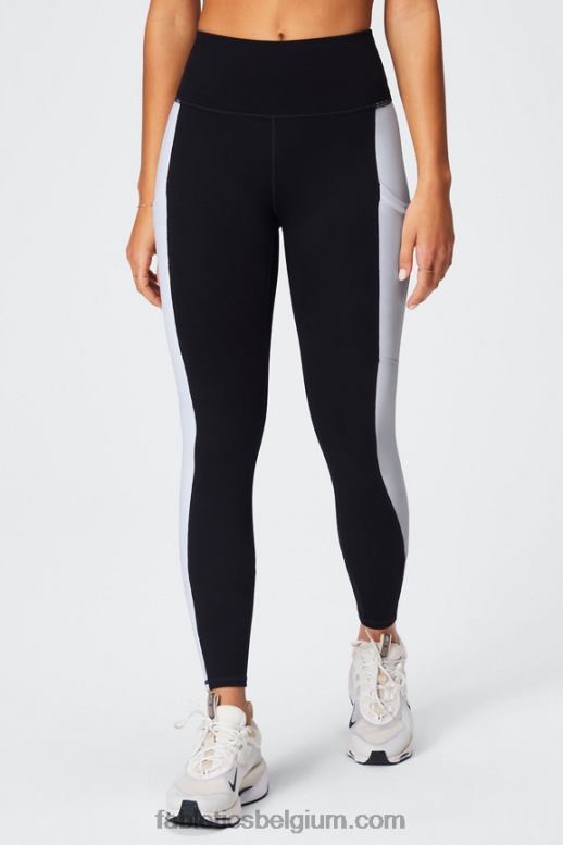zwart/klassiek wit vrouwen powerhold legging met hoge taille voor onderweg 40 Fabletics LH20J743