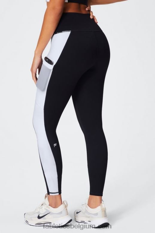 zwart/klassiek wit vrouwen powerhold legging met hoge taille voor onderweg 40 Fabletics LH20J743