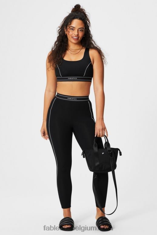 zwart/klassiek wit vrouwen pureluxe 7/8 legging met ultrahoge taille 64 Fabletics LH20J875