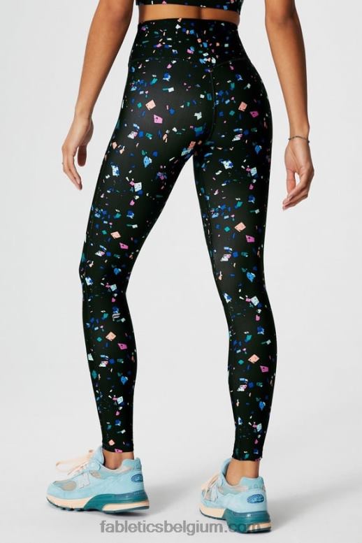 zwart terrazzo vrouwen overal motion365+ legging met hoge taille Fabletics LH20J944