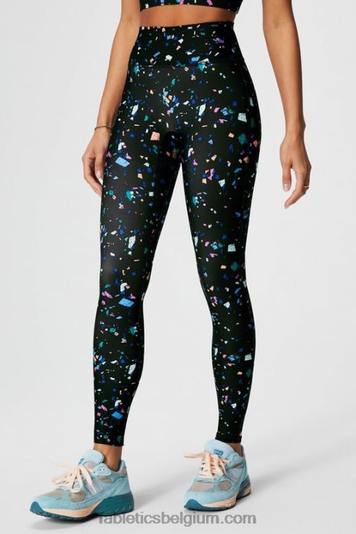 zwart terrazzo vrouwen overal motion365+ legging met hoge taille Fabletics LH20J944