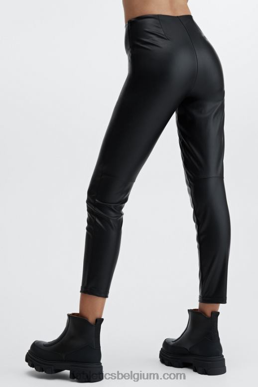 zwart vrouwen Vegan leren legging met hoge taille Fabletics LH20J1126