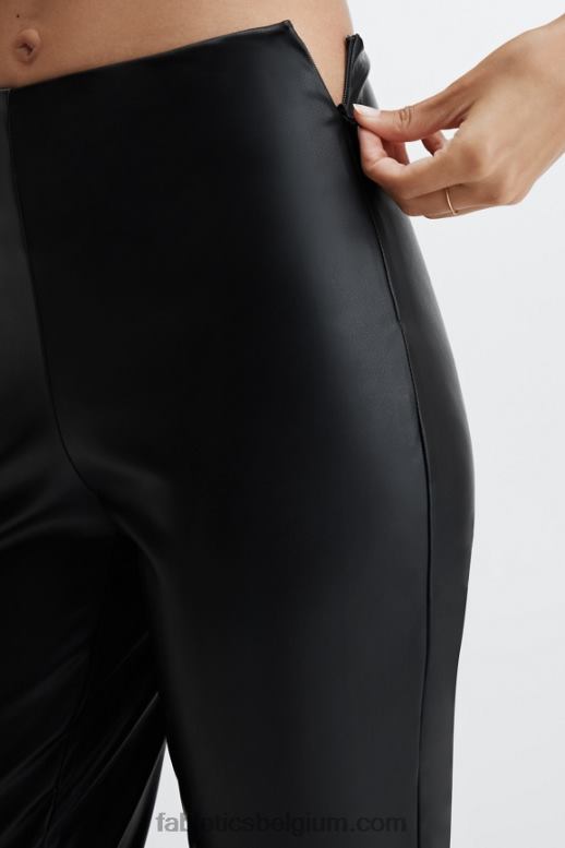 zwart vrouwen Vegan leren legging met hoge taille Fabletics LH20J1126