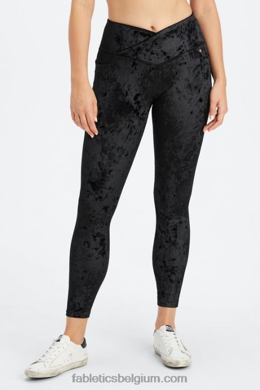 zwart vrouwen gekruiste velours gekruiste legging Fabletics LH20J1075