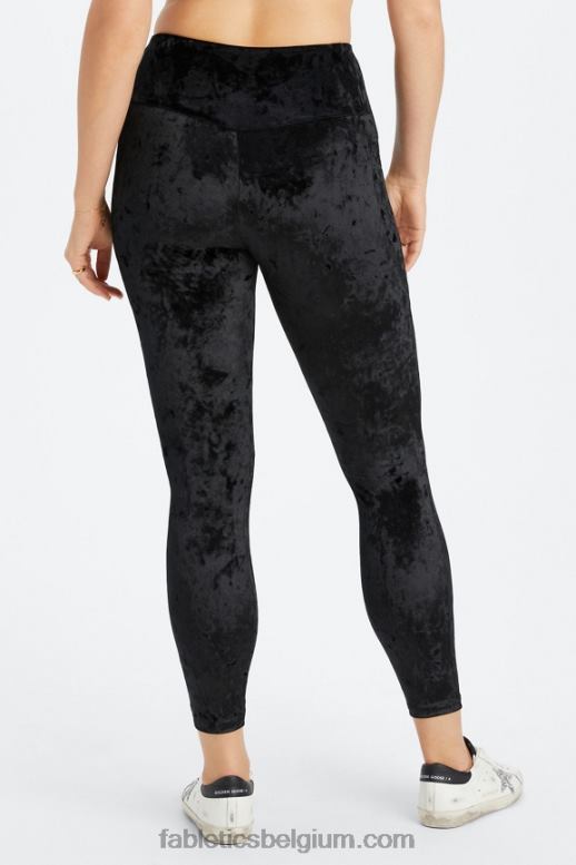 zwart vrouwen gekruiste velours gekruiste legging Fabletics LH20J1075