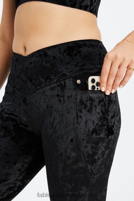 zwart vrouwen gekruiste velours gekruiste legging Fabletics LH20J1075