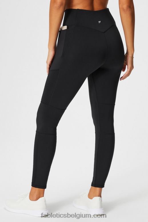 zwart vrouwen motion365+ motorlegging met hoge taille Fabletics LH20J1028