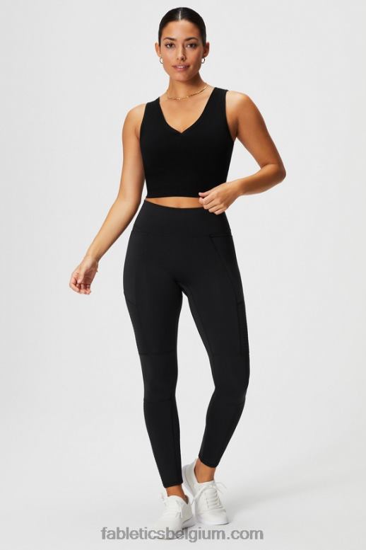 zwart vrouwen motion365+ motorlegging met hoge taille Fabletics LH20J1028