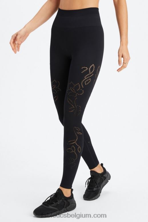 zwart vrouwen naadloze legging met hoge taille en kant Fabletics LH20J1087