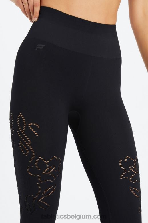 zwart vrouwen naadloze legging met hoge taille en kant Fabletics LH20J1087