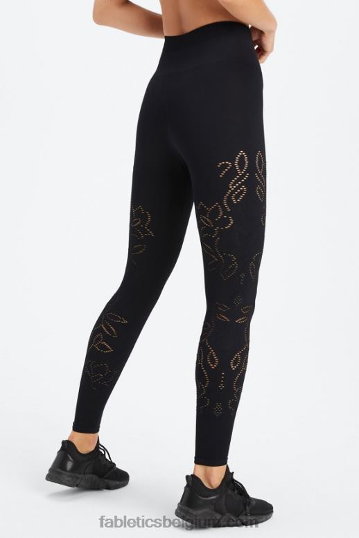 zwart vrouwen naadloze legging met hoge taille en kant Fabletics LH20J1087