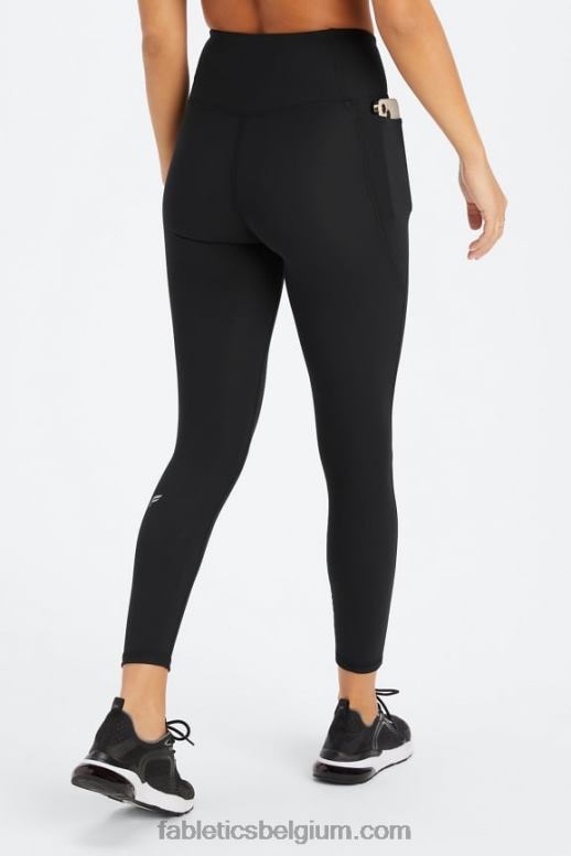 zwart vrouwen oasis pureluxe hw gekruiste 7/8 legging Fabletics LH20J948