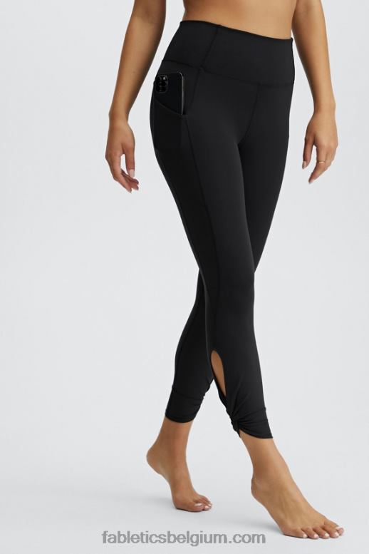 zwart vrouwen oasis pureluxe twist 7/8 legging met hoge taille Fabletics LH20J1139