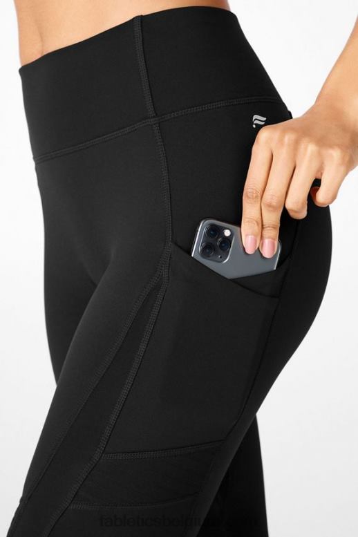 zwart vrouwen overal motion365 hoog getailleerde moto 7/8 legging Fabletics LH20J1231