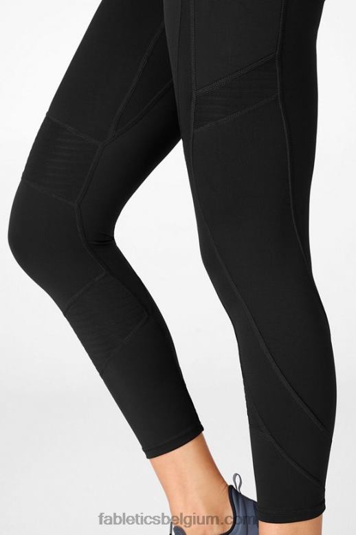 zwart vrouwen overal motion365 hoog getailleerde moto 7/8 legging Fabletics LH20J1231