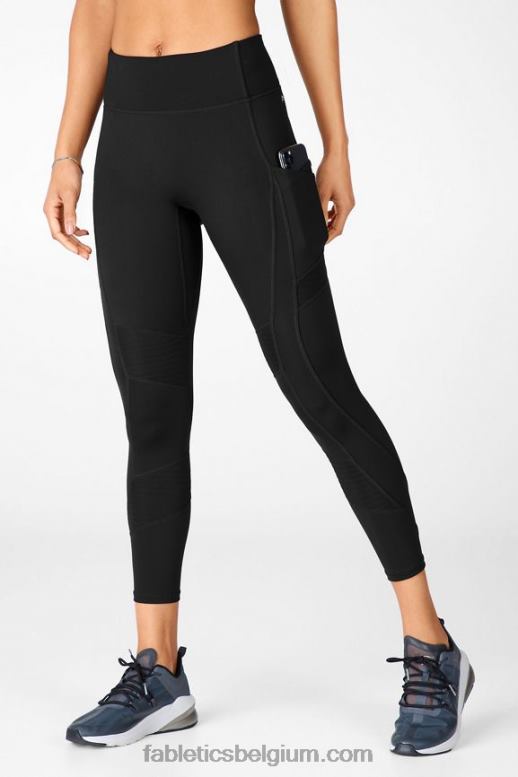 zwart vrouwen overal motion365 hoog getailleerde moto 7/8 legging Fabletics LH20J1231