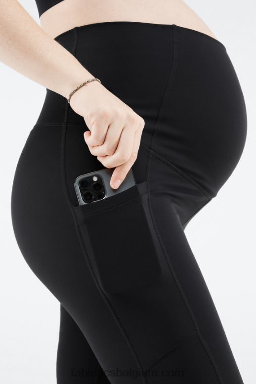 zwart vrouwen pureluxe zwangerschaps 7/8 legging met hoge taille Fabletics LH20J949
