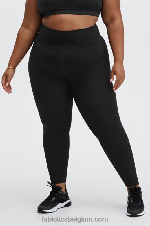 zwart vrouwen sculptknit 7/8 legging met hoge taille Fabletics LH20J1156