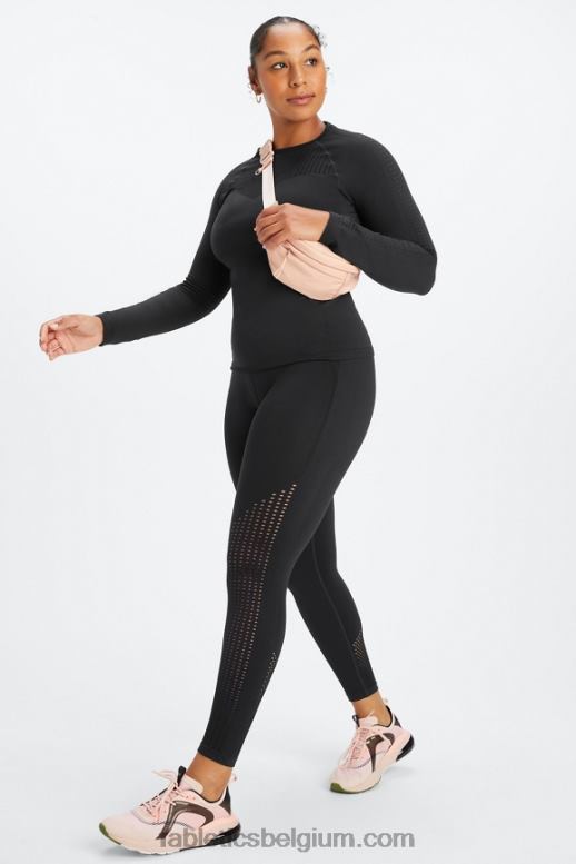 zwart vrouwen sync naadloze 7/8 legging met hoge taille Fabletics LH20J1000
