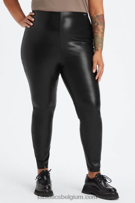 zwart vrouwen vegan leren pull-on legging Fabletics LH20J1064