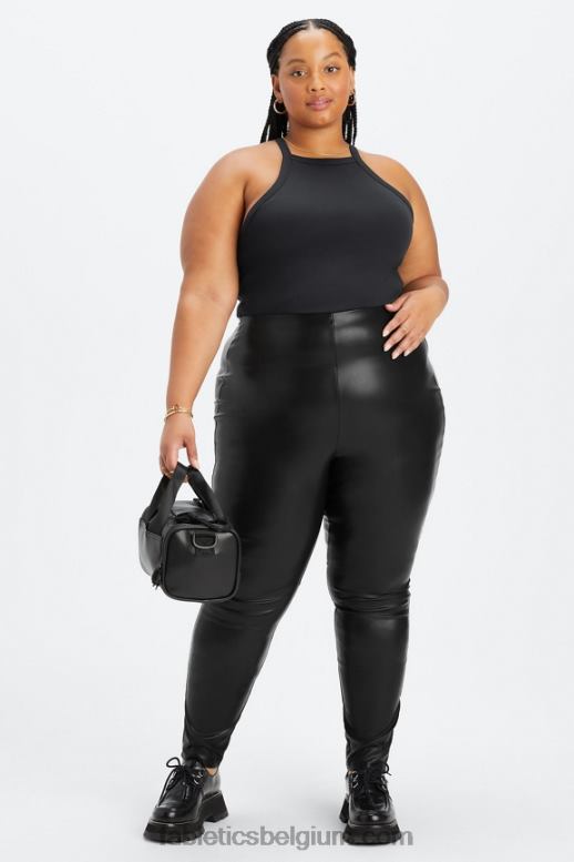 zwart vrouwen vegan leren pull-on legging Fabletics LH20J1064