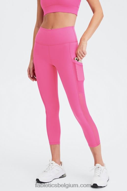 zwarte/glühwein tip vrouwen powerhold capri 45 met hoge taille voor onderweg Fabletics LH20J769
