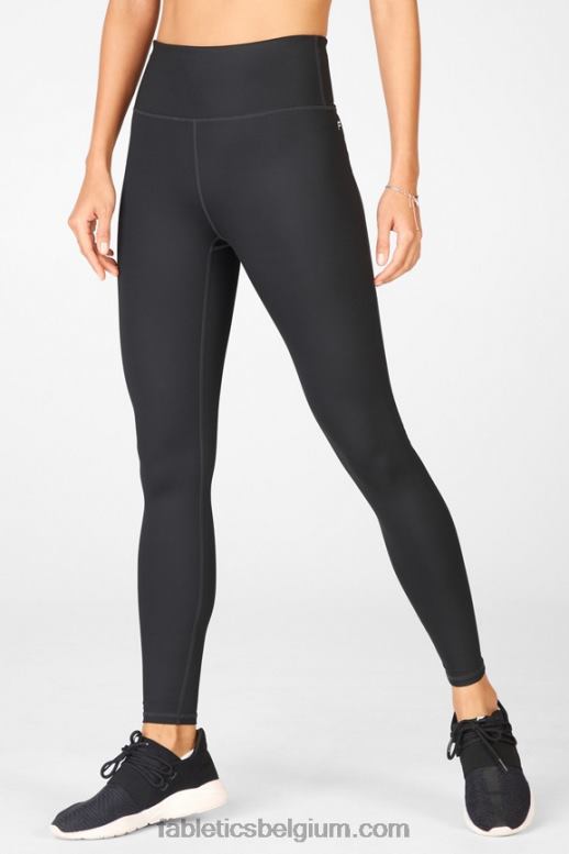 zwarte glans vrouwen ultracoole legging met hoge taille Fabletics LH20J1286