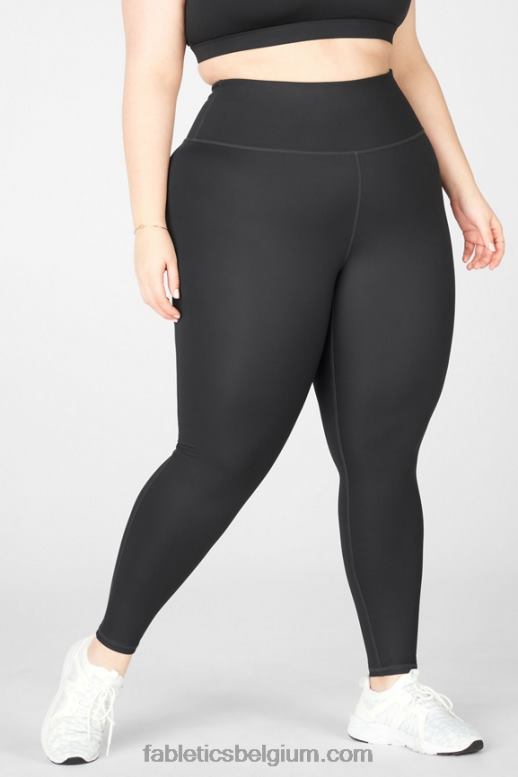 zwarte glans vrouwen ultracoole legging met hoge taille Fabletics LH20J1287