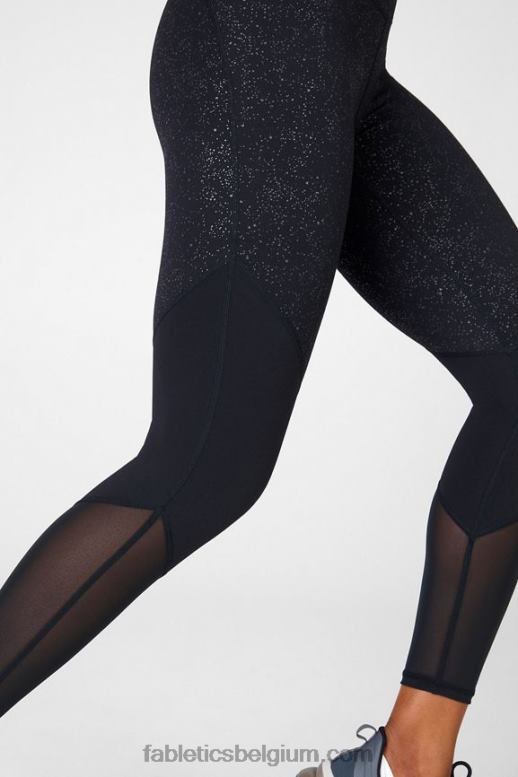 zwarte heldere glitter vrouwen zone hoge taille 7/8 Fabletics LH20J1060